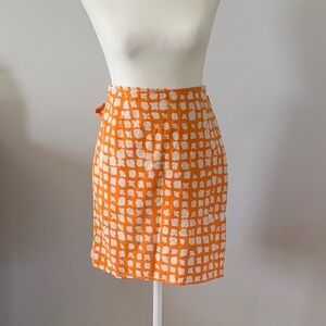 Cohana Orange and White Patterned Fabric Wrap Skirt